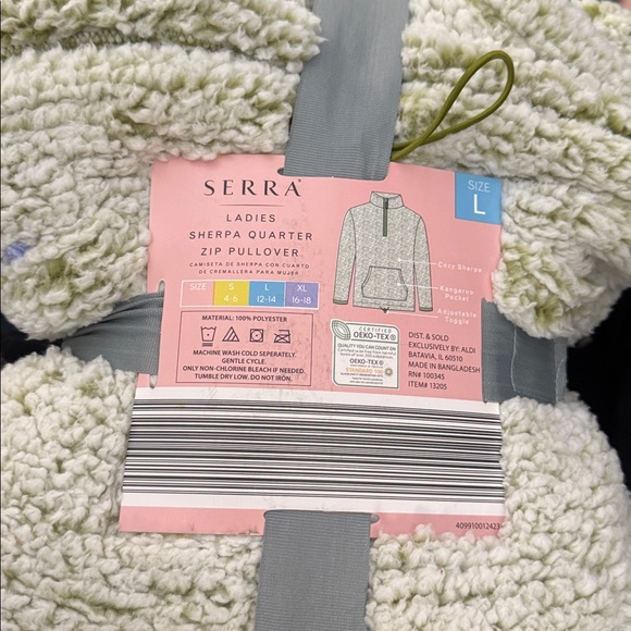 NWT Serra Ladies Sherpa Quarter Zip Pullover Green Cozy Fleece Size L - Picture 4 of 4